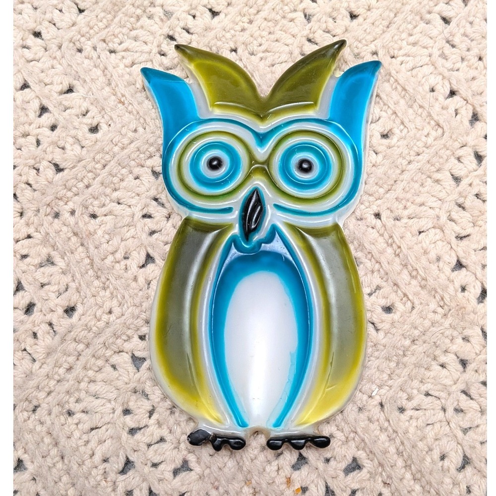 Vintage Lucite Resin Wondermold Owl Spoon Rest, Wall Hanging Retro MCM Style